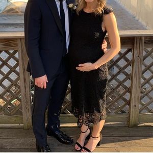 Pinkblush black lace maternity midi dress